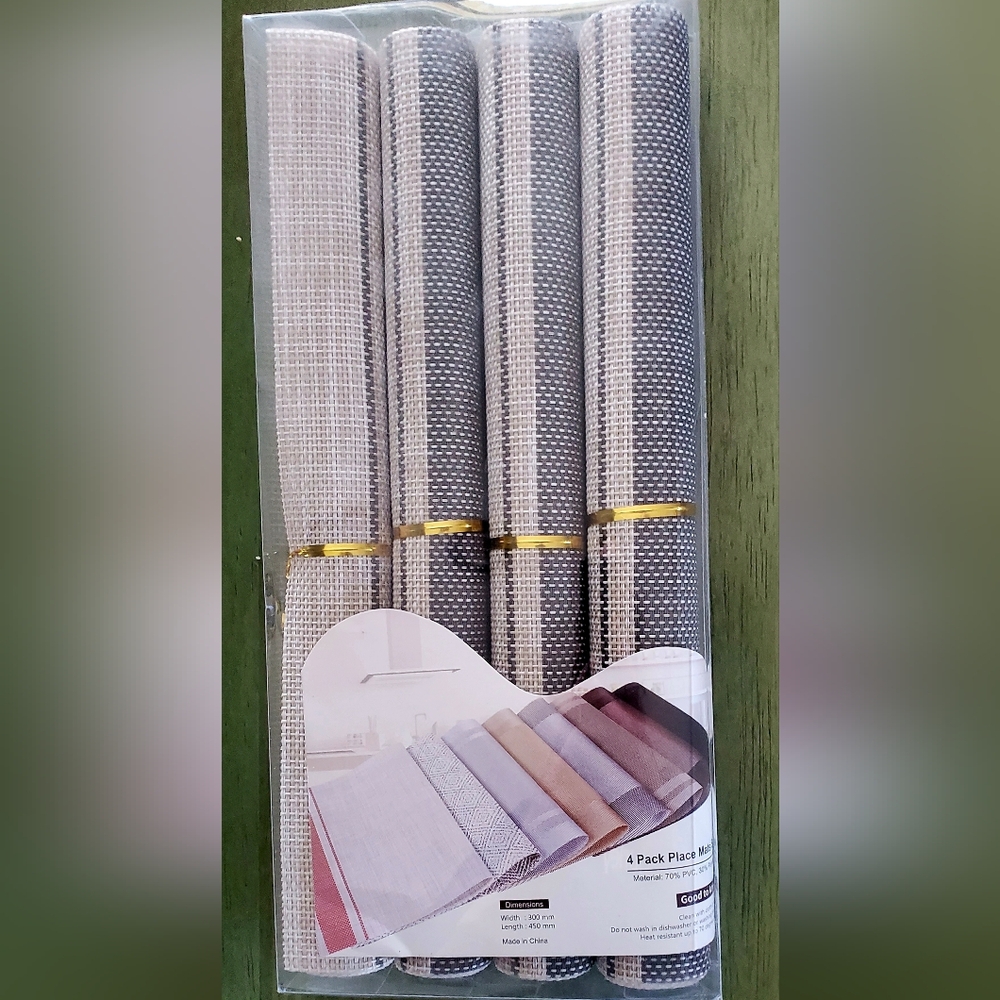 Elegant Home Placemats Set - Gray and Cream